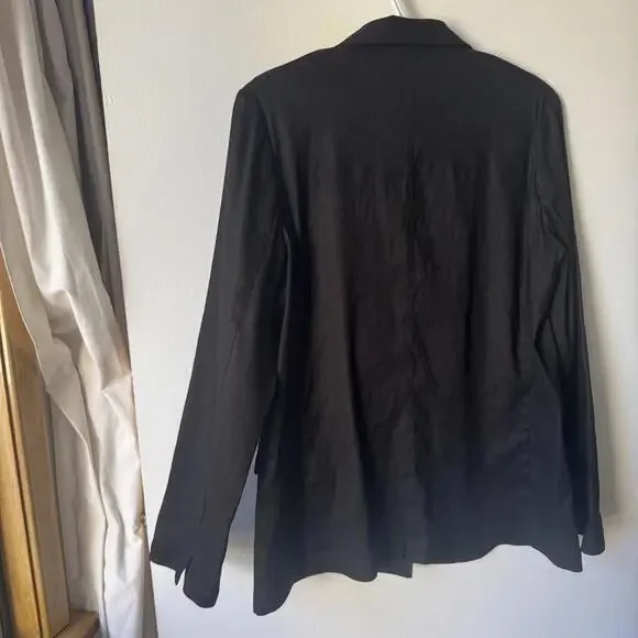 Black muji hemp shirt jacket light blazer, button down brand new coat! Size s - Picture 4 of 8
